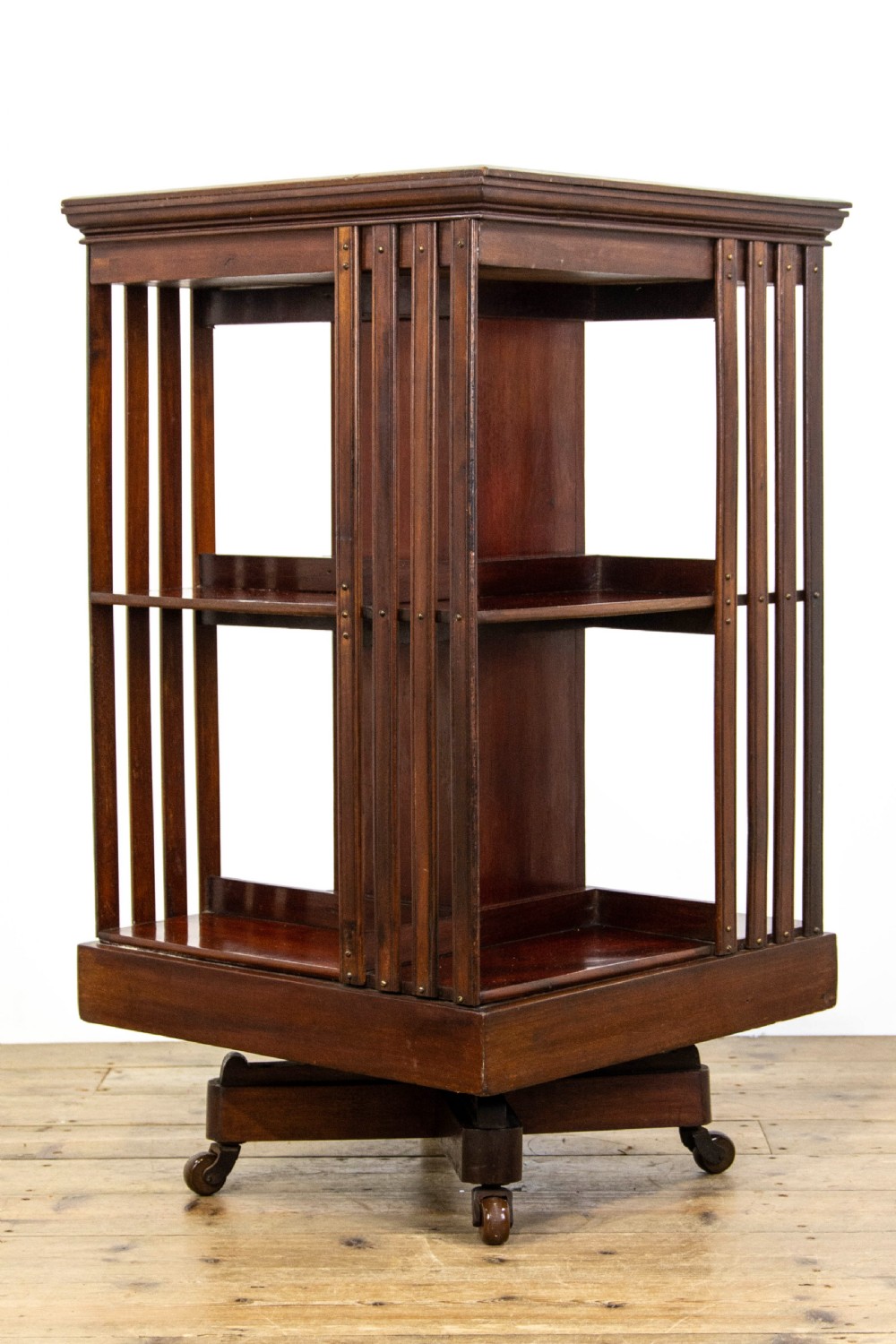 Antique Edwardian Mahogany Revolving Bookcase View VIII