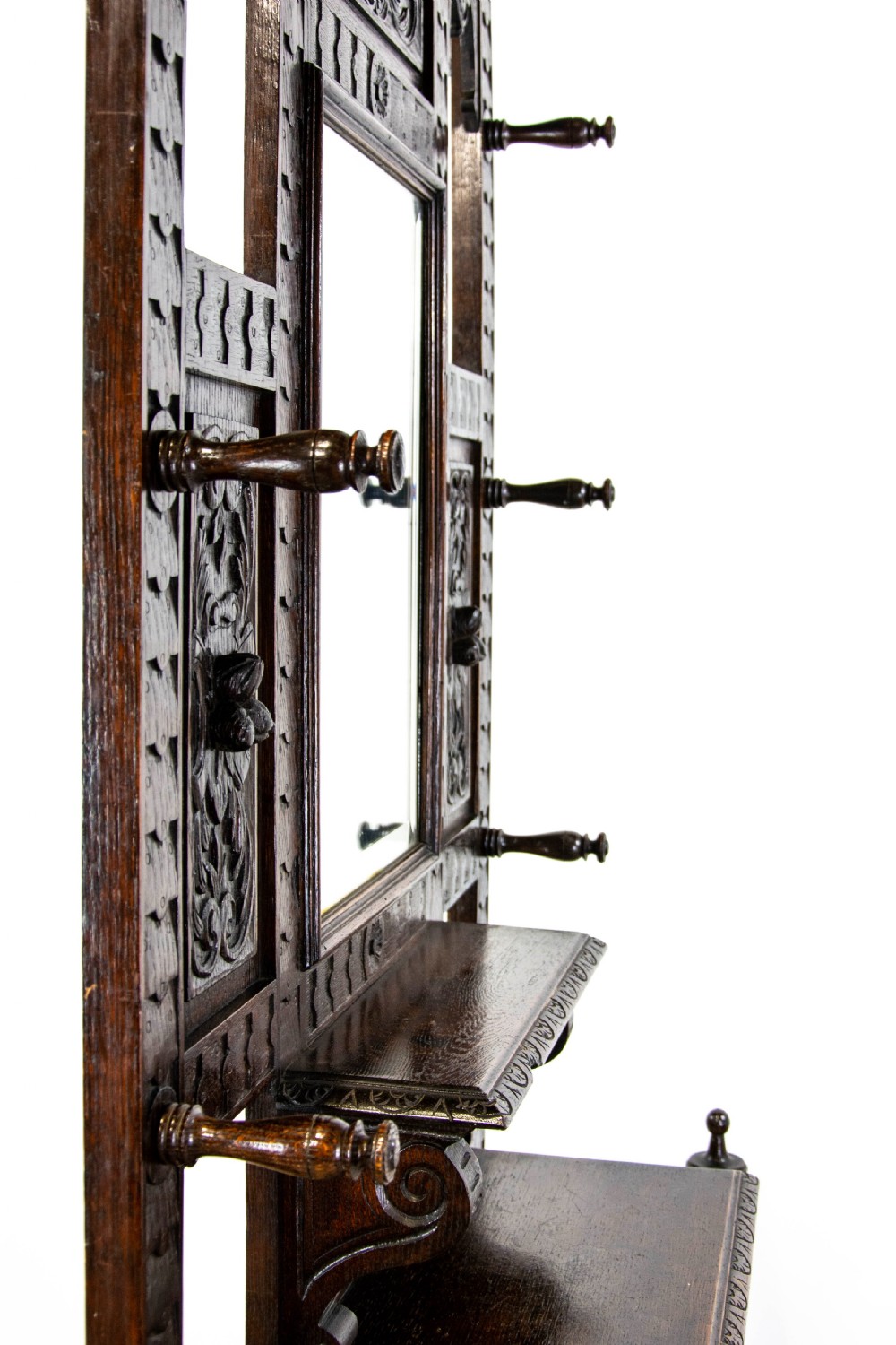 Late Victorian Carved Oak Hall Stand View IX