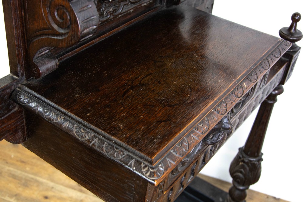 Late Victorian Carved Oak Hall Stand View XIII