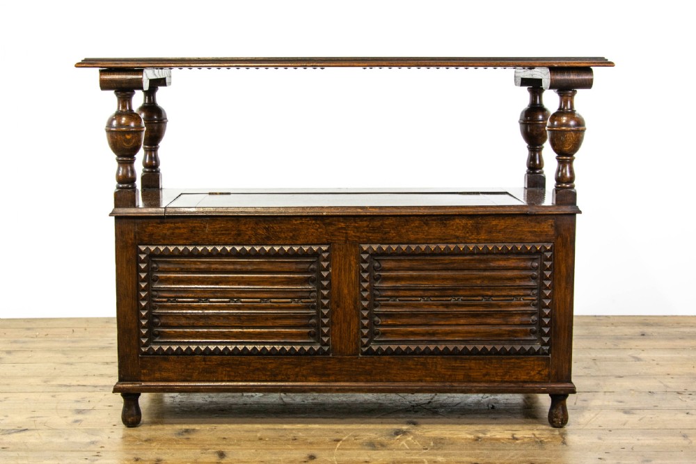 Early 20th Century Antique Oak Monks Bench View XII