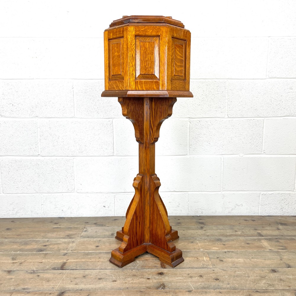 Antique Pine Church Font Stand