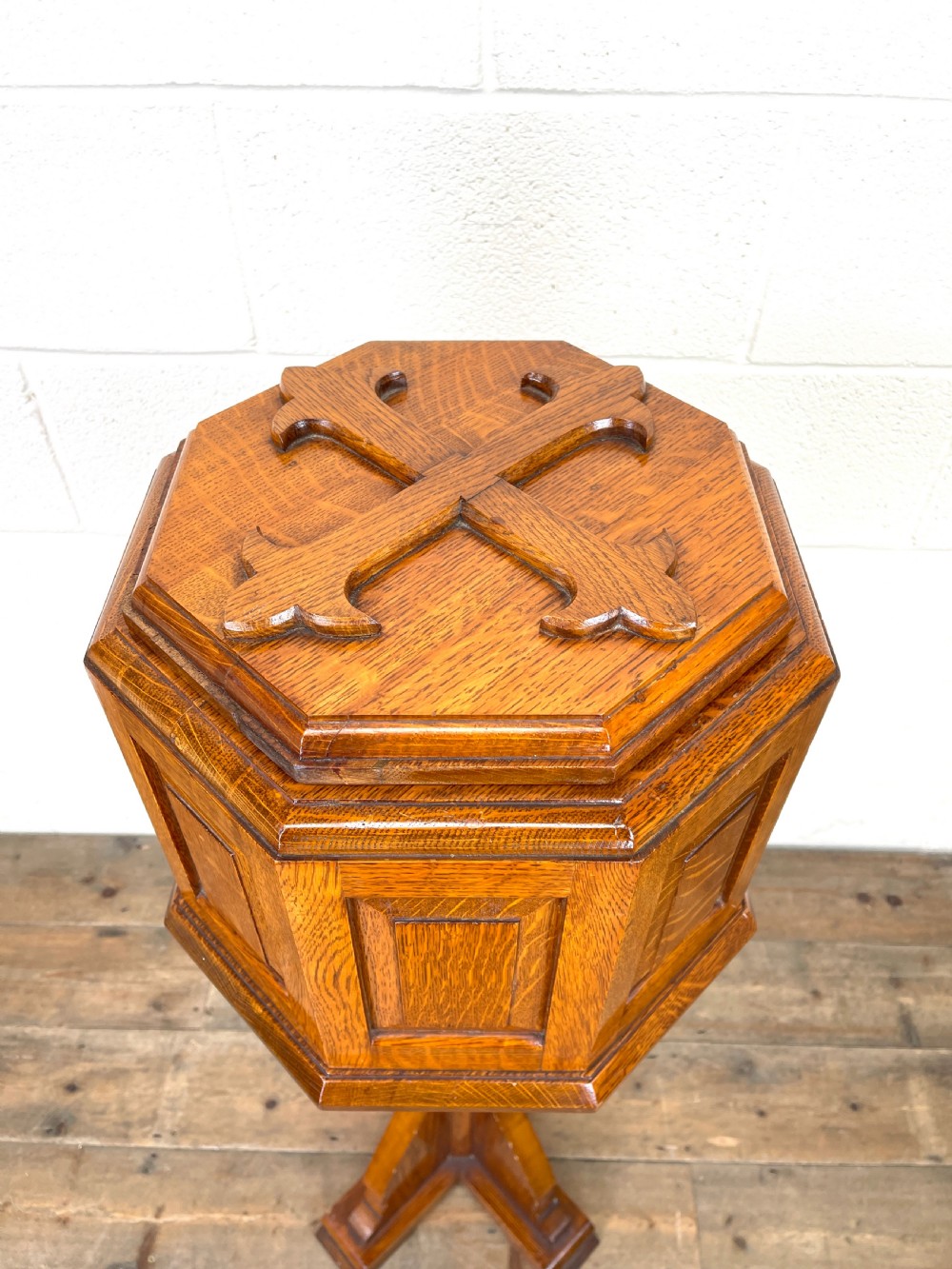 Antique Pine Church Font Stand View III