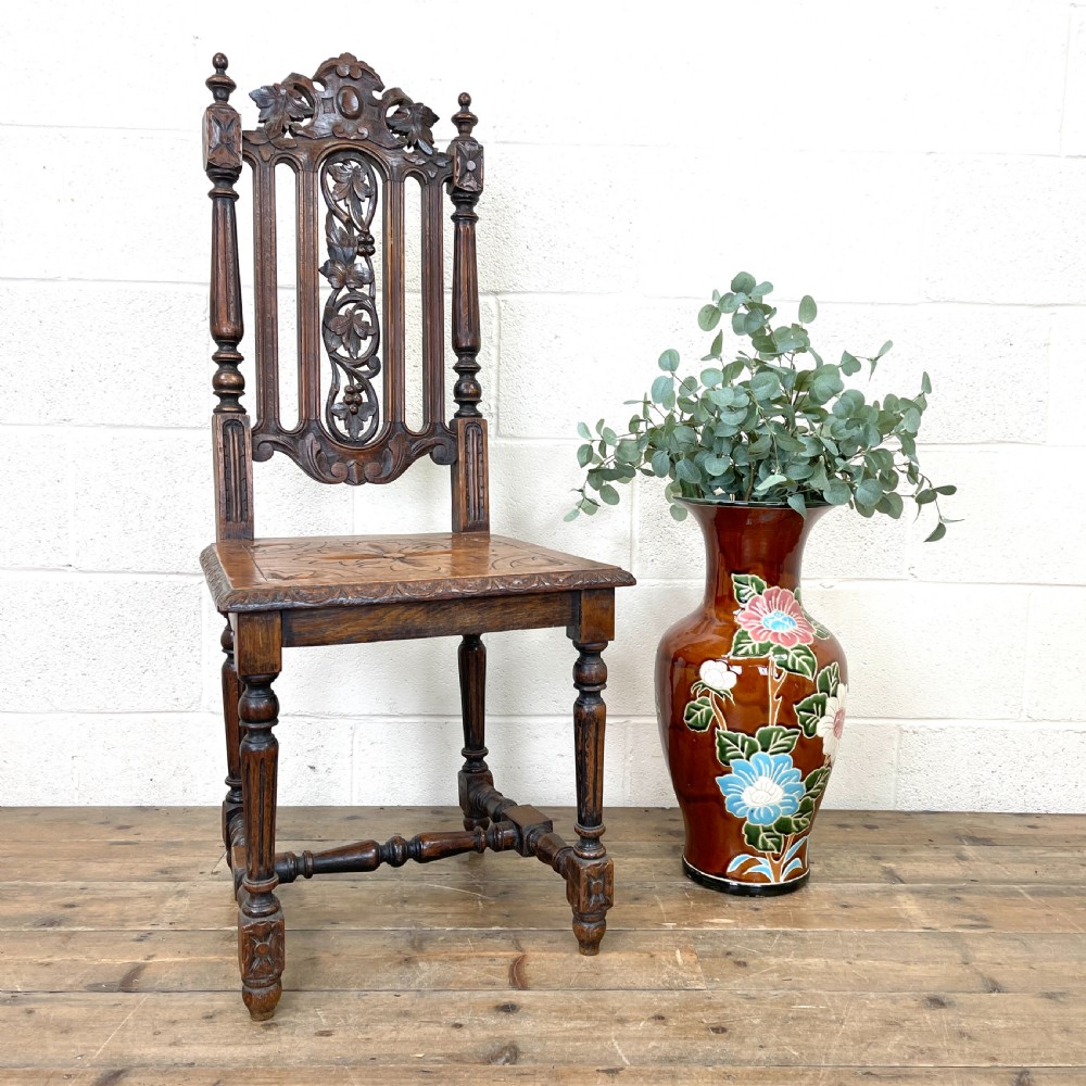 Antique Victorian Carved Oak Chair View IV