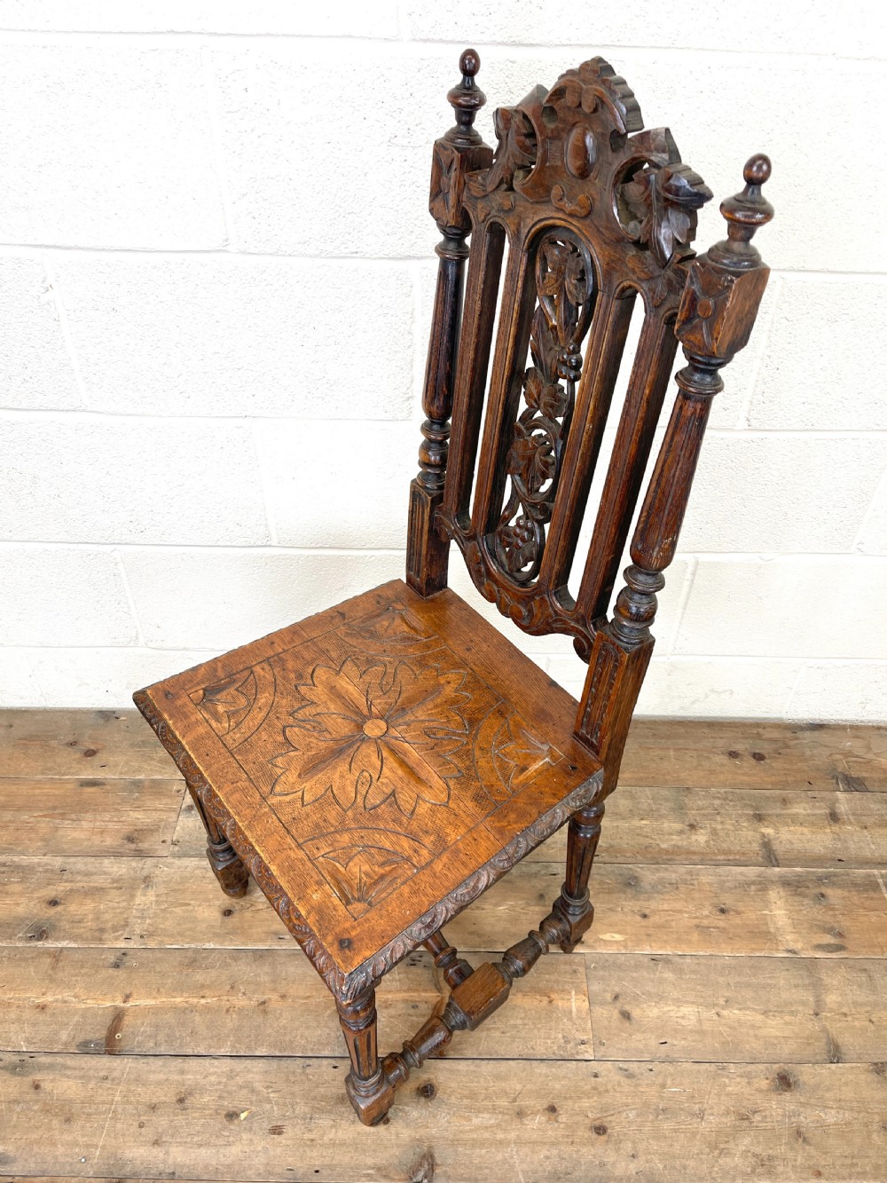 Antique Victorian Carved Oak Chair View VIII