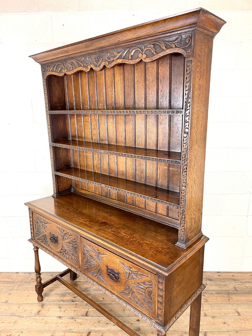 Antique Carved Oak Kitchen Dresser View VIII