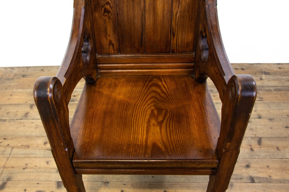 Antique Pitch Pine Ecclesiastical Armchair View IV