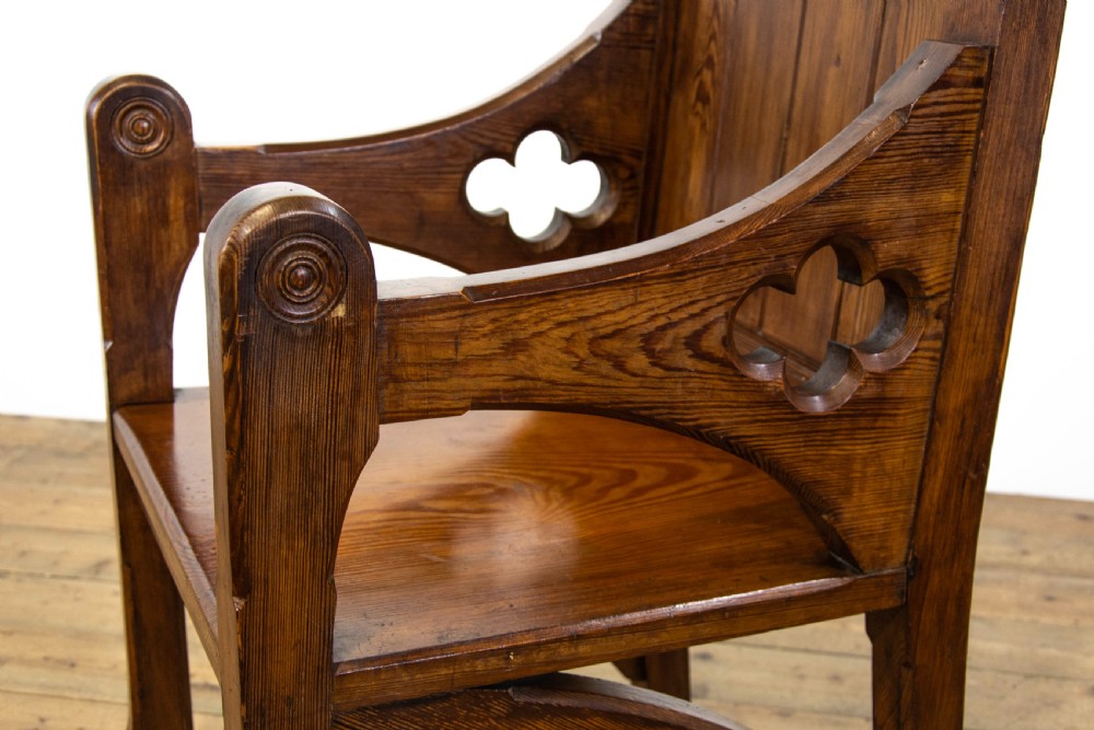 Antique Pitch Pine Ecclesiastical Armchair View VIII