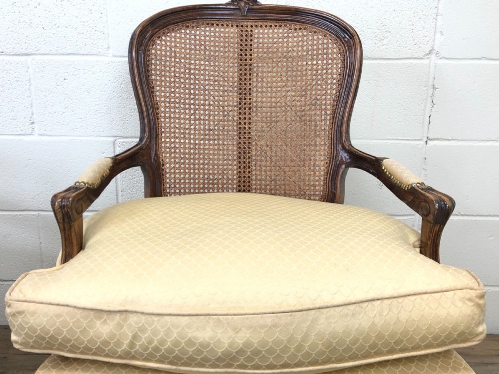 Pair of Upholstered French Cane Chairs View V