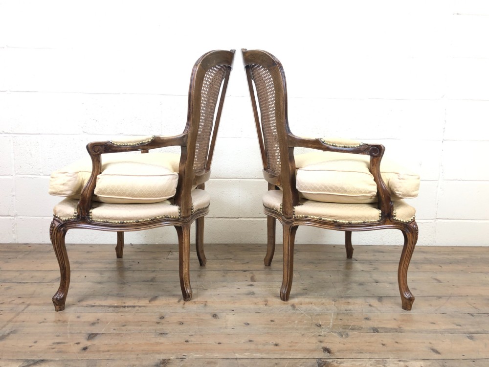 Pair of Upholstered French Cane Chairs View IX