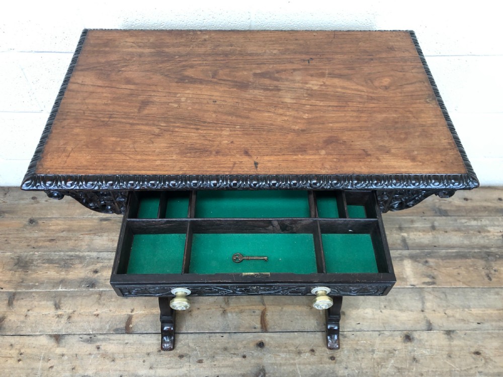 19th Century Antique Padauk Side Table View VI