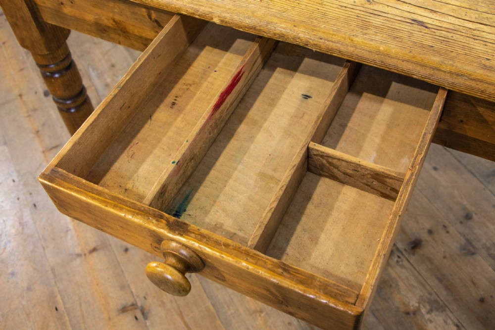 Victorian Antique Pine Farmhouse Kitchen Table View III