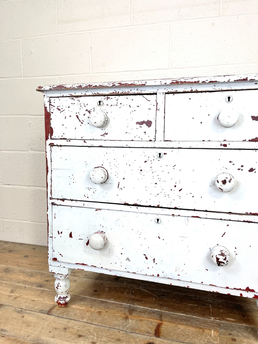Distressed Antique Pine Chest of Drawers View VII