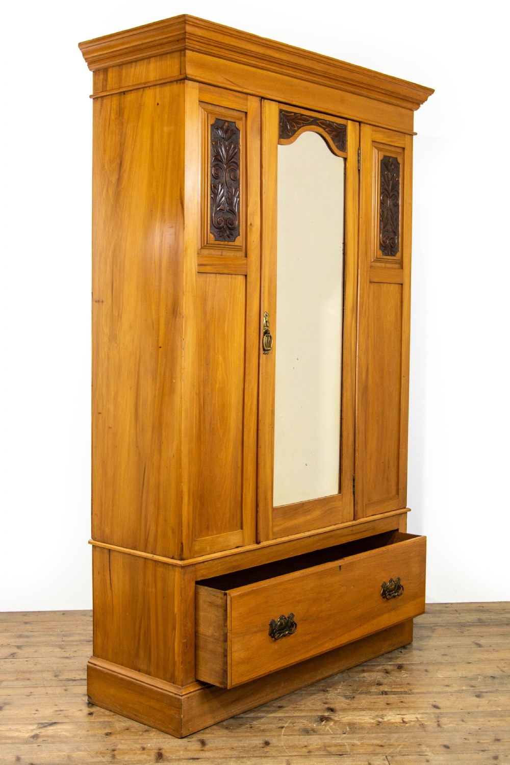Edwardian Satinwood Single Mirror Door Wardrobe View VIII