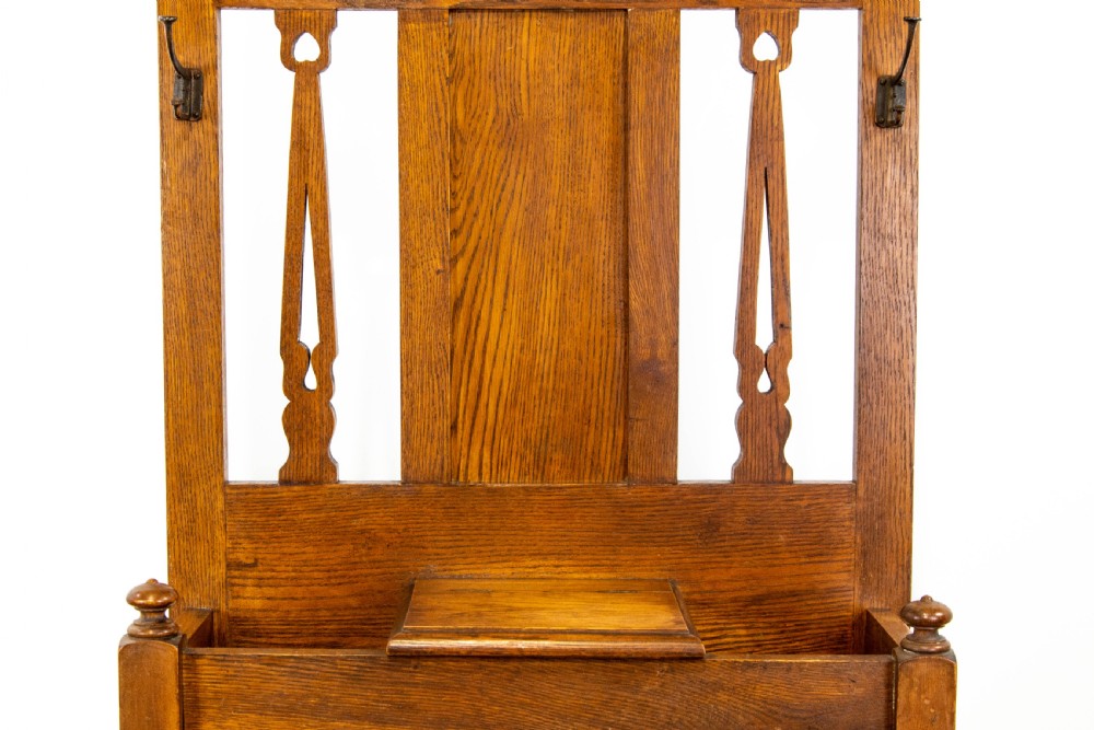 Edwardian Arts & Crafts Oak Hall Stand View II