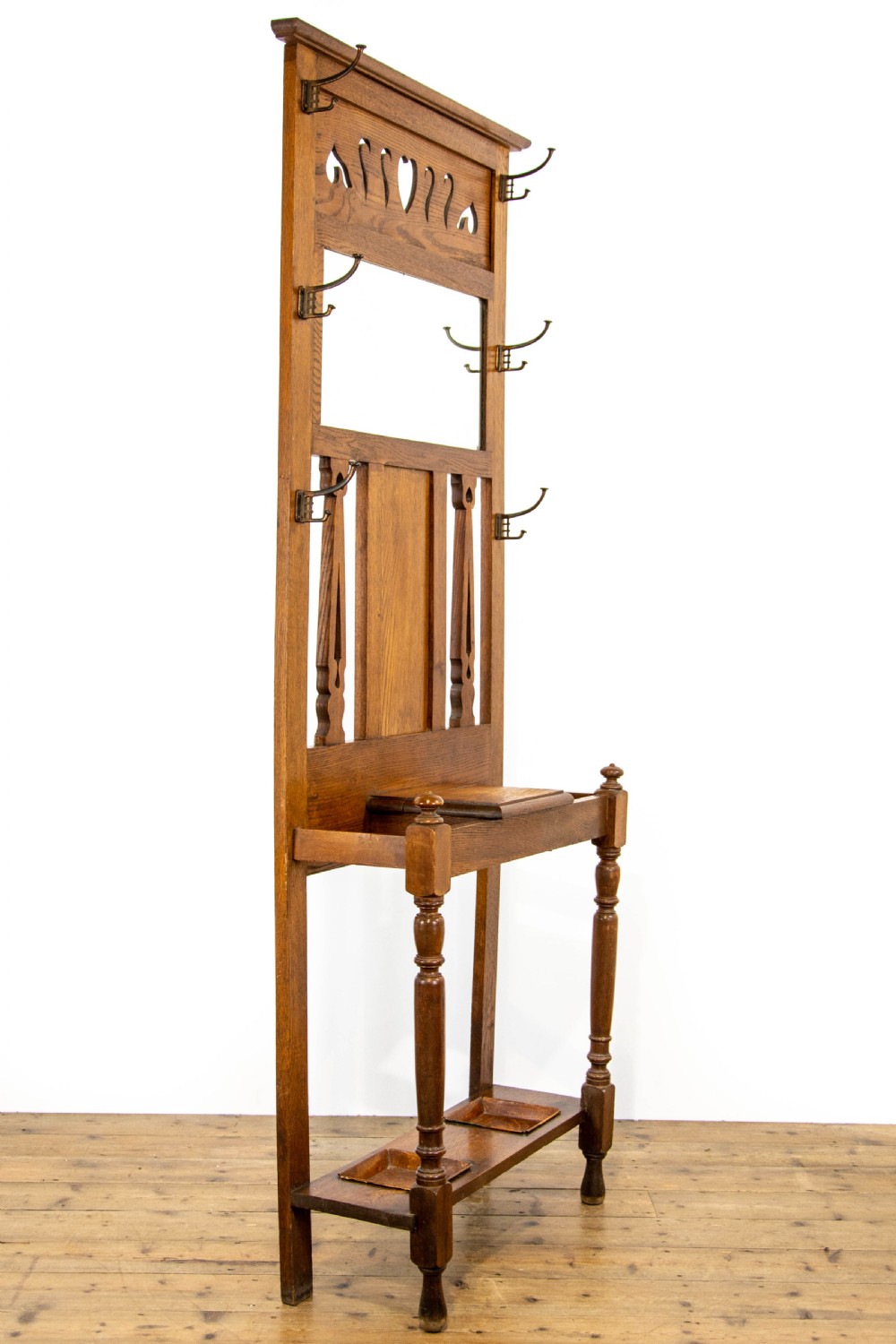 Edwardian Arts & Crafts Oak Hall Stand View III