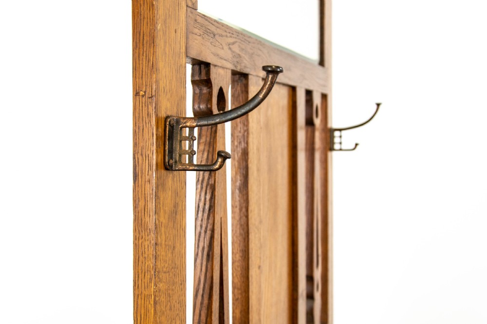 Edwardian Arts & Crafts Oak Hall Stand View IV