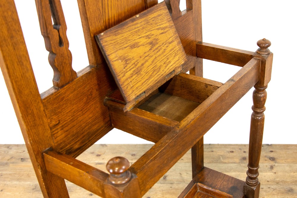 Edwardian Arts & Crafts Oak Hall Stand View VI