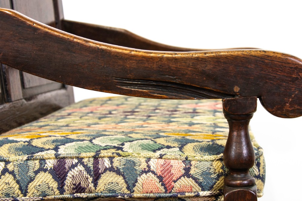 Small Antique Georgian Oak Settle View VI