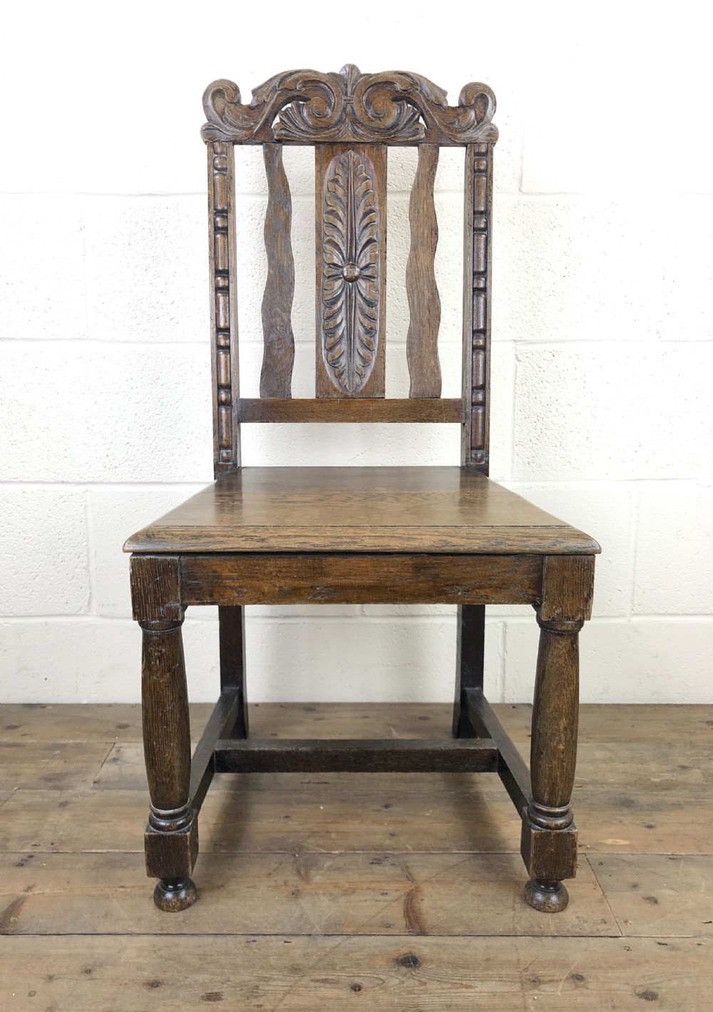 Antique Carved Oak Hall Chair View II