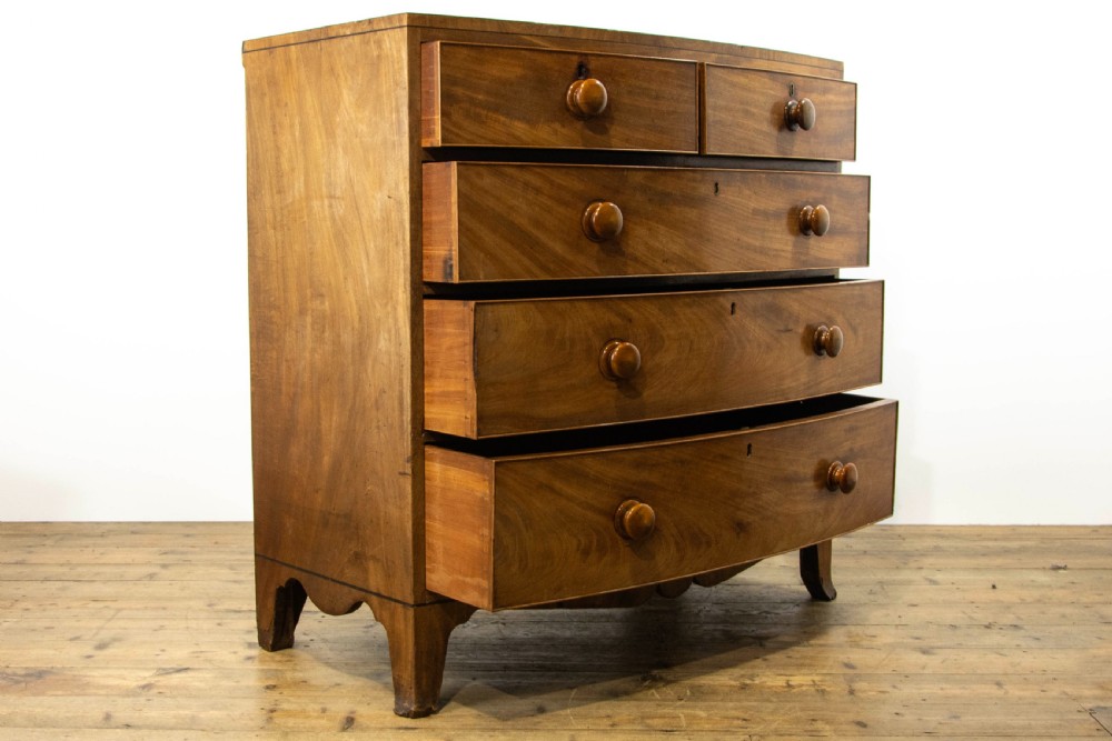 Antique Mahogany Bow Fronted Chest of Drawers View III