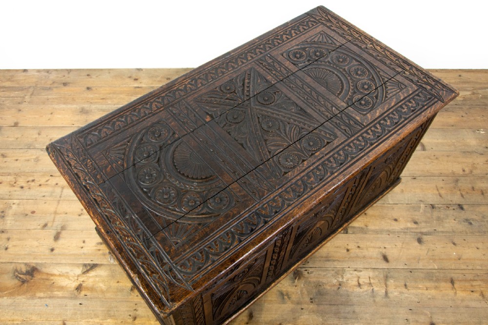 19th Century Antique Carved Oak Coffer View IV
