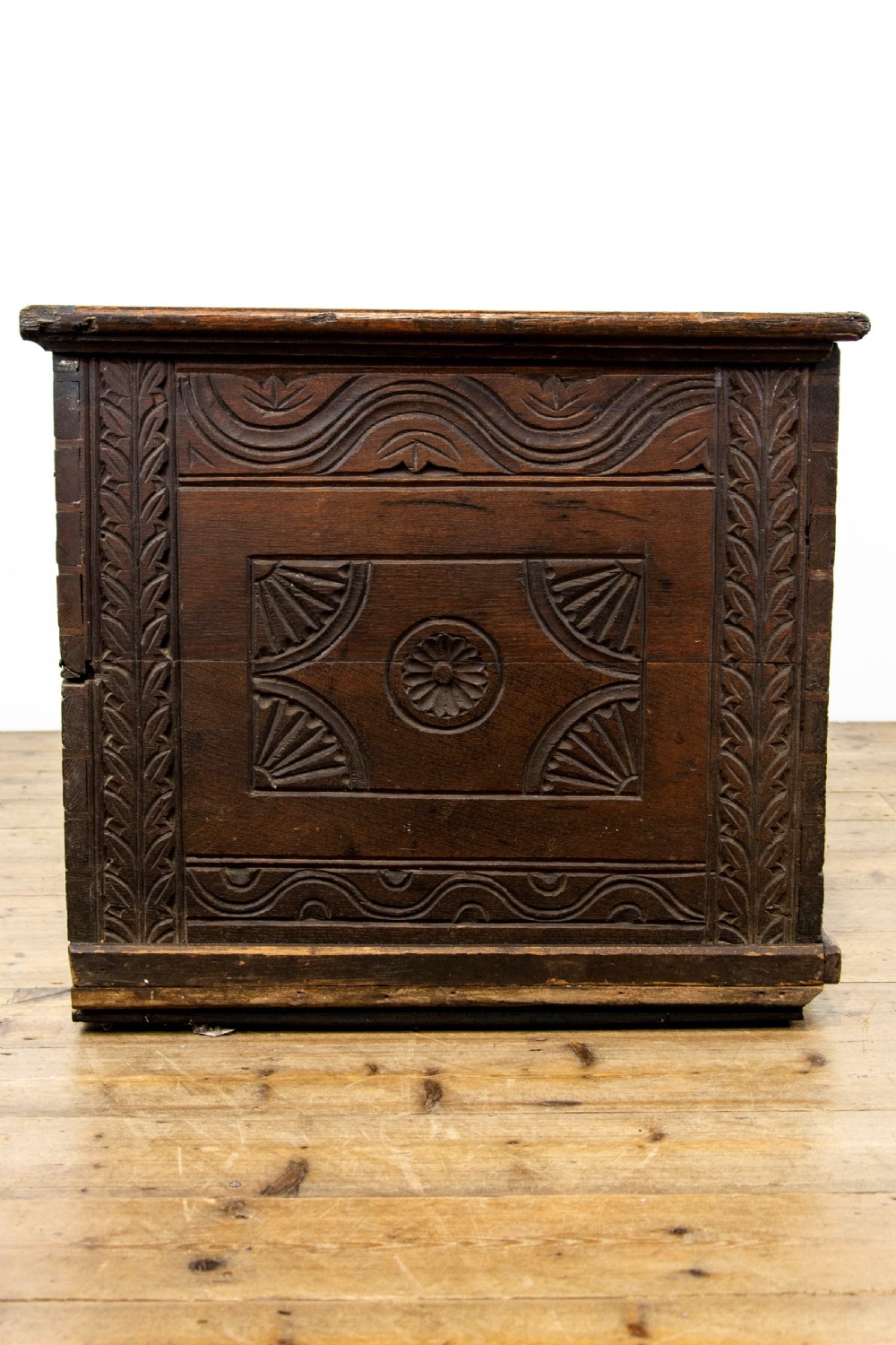 19th Century Antique Carved Oak Coffer View VII