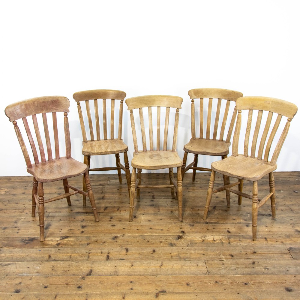 Set of Five Antique Farmhouse Kitchen Chairs