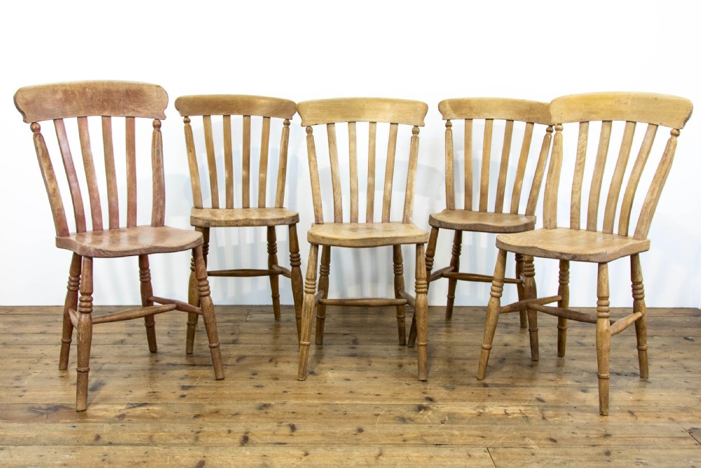 Set of Five Antique Farmhouse Kitchen Chairs View II