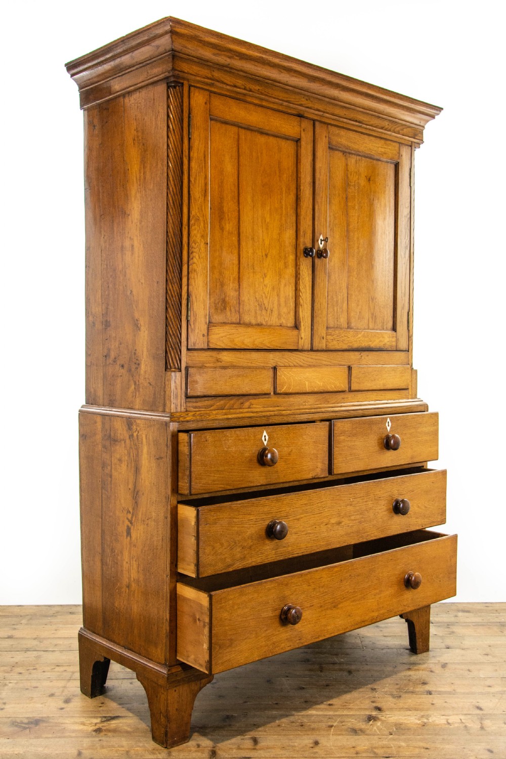Antique Welsh Oak Linen Press Cupboard View V