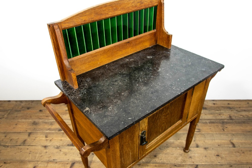 Edwardian Oak Marble Top Washstand View II