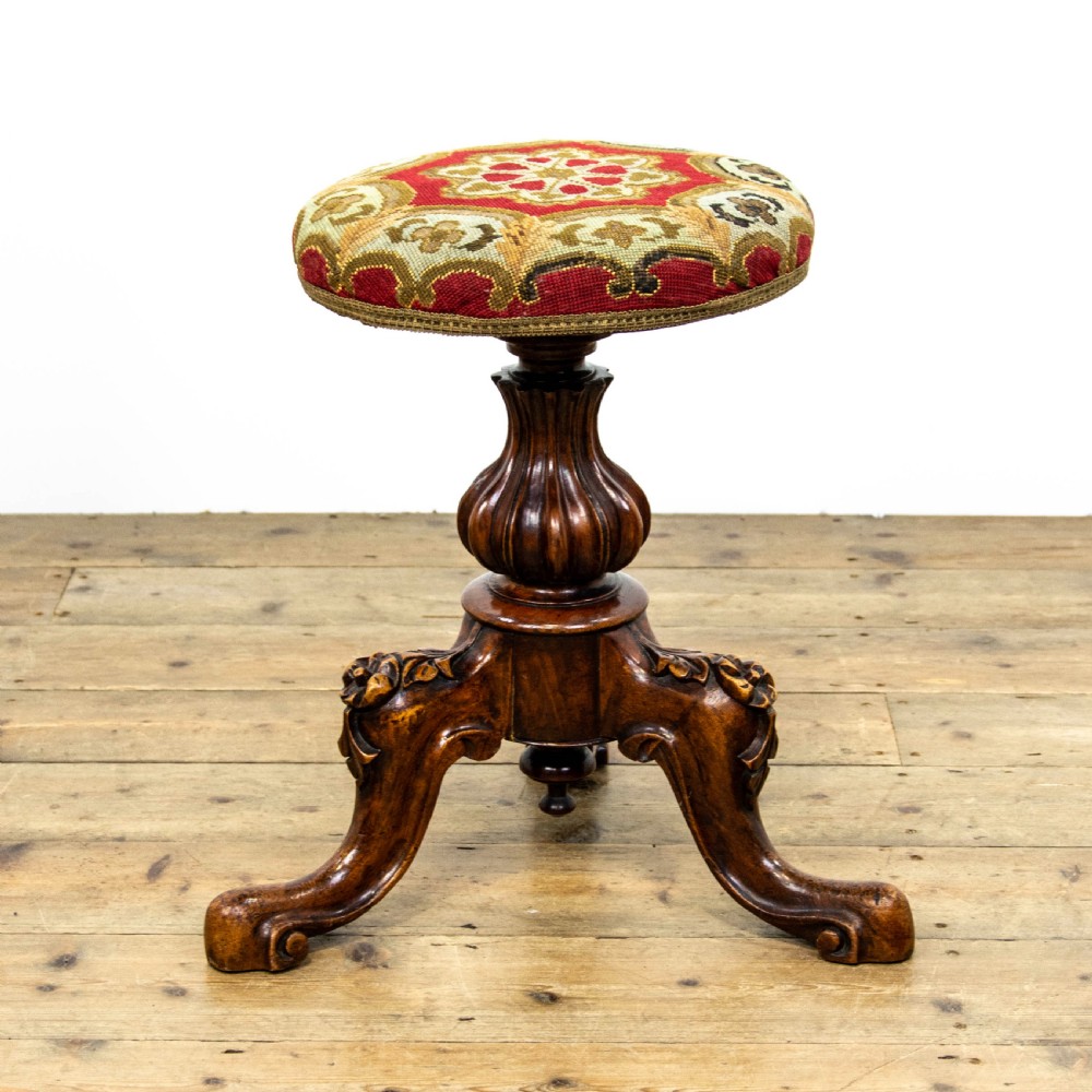 Victorian Walnut Rise and Fall Piano Stool