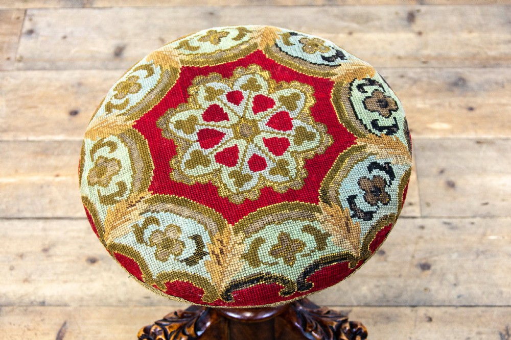 Victorian Walnut Rise and Fall Piano Stool View II