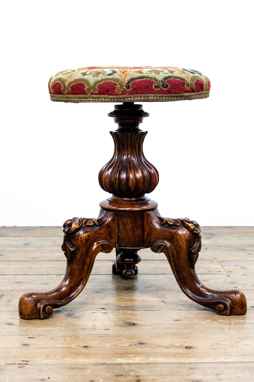 Victorian Walnut Rise and Fall Piano Stool View IV