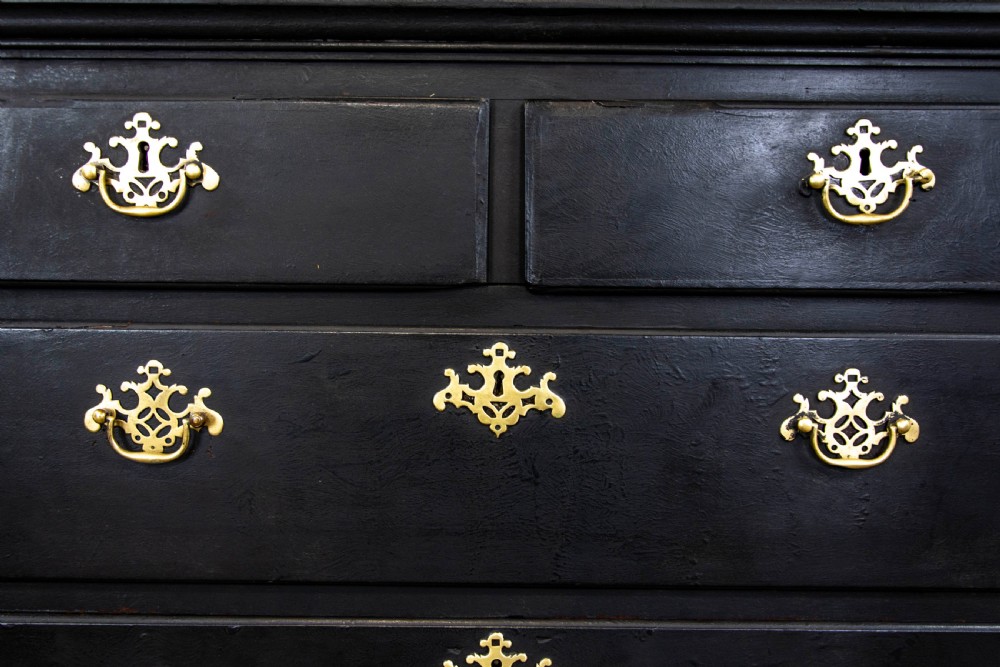 Antique Black Painted Pine Chest of Drawers View II