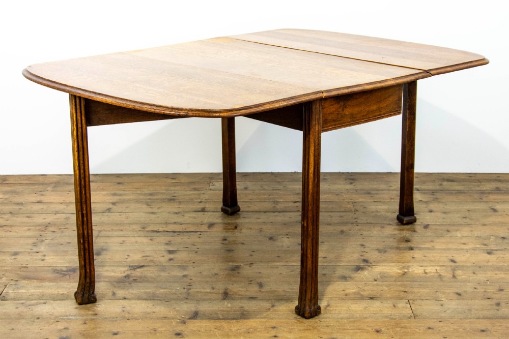 Antique Oak Drop Leaf Dining Table View XI