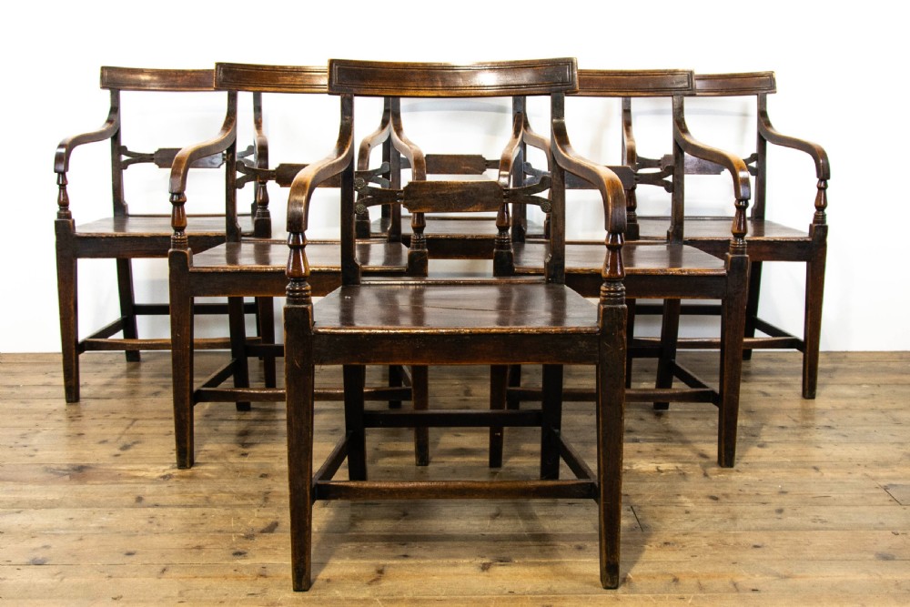 Set of Six Regency Oak Armchairs View II