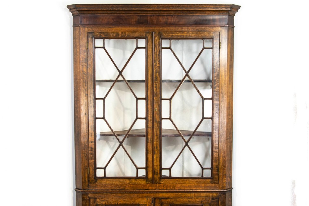 Antique 19th Century Glazed Oak Corner Cupboard View III