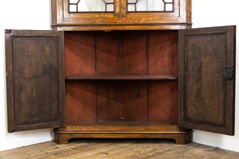 Antique 19th Century Glazed Oak Corner Cupboard View VI