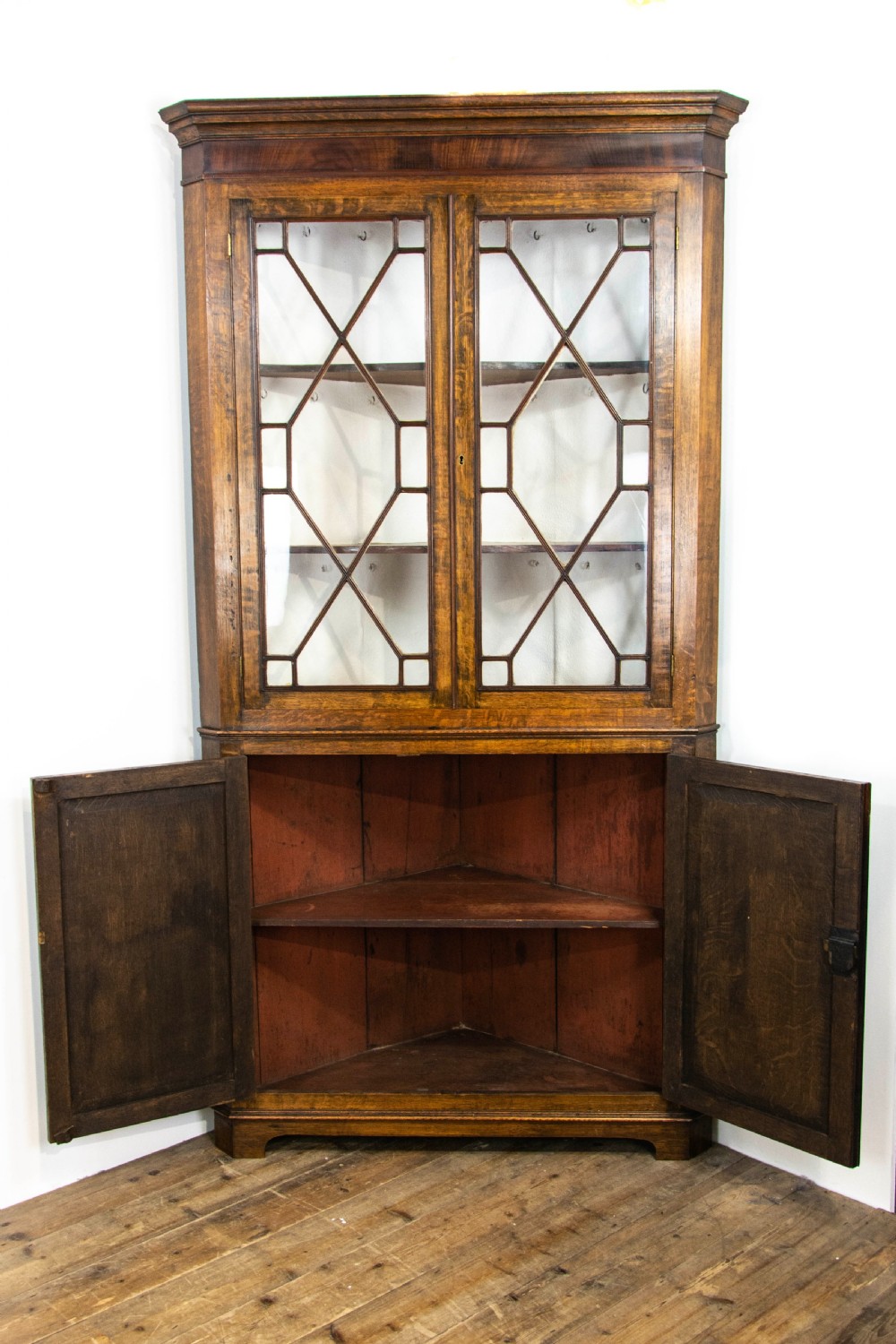 Antique 19th Century Glazed Oak Corner Cupboard View VII