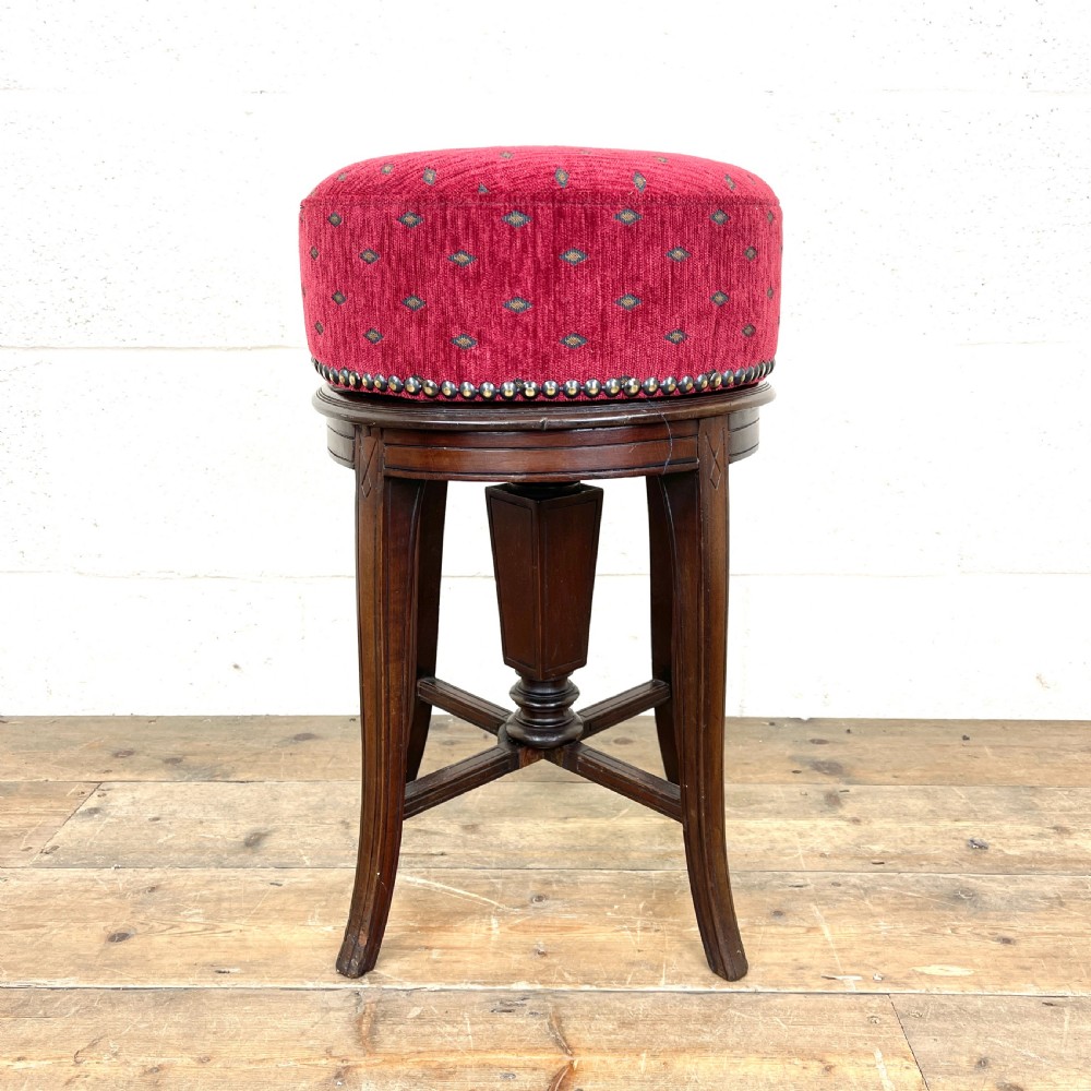 Antique Mahogany Rise and Fall Piano Stool