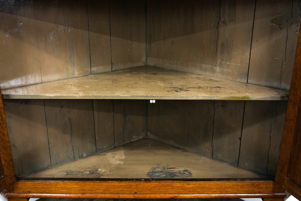 Antique Oak Glazed Corner Cupboard View IV