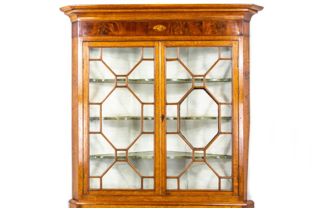 Antique Oak Glazed Corner Cupboard View X