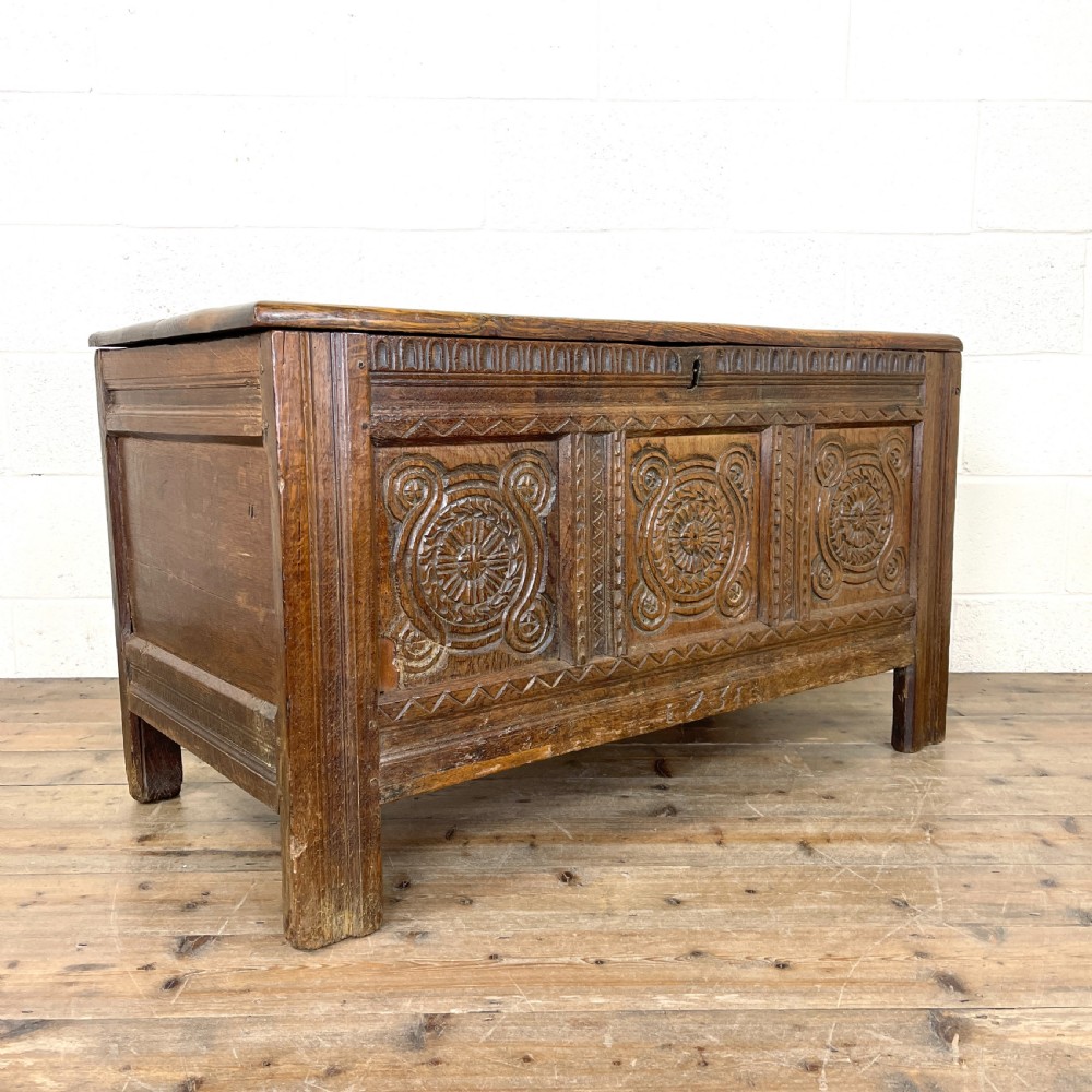 Antique Carved Oak Coffer