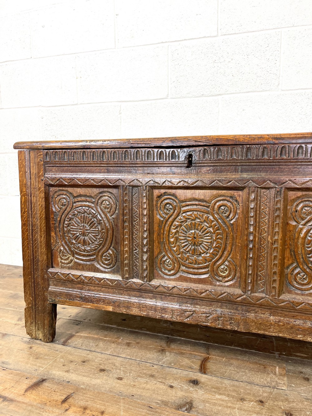 Antique Carved Oak Coffer View III
