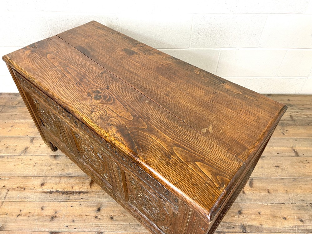 Antique Carved Oak Coffer View X