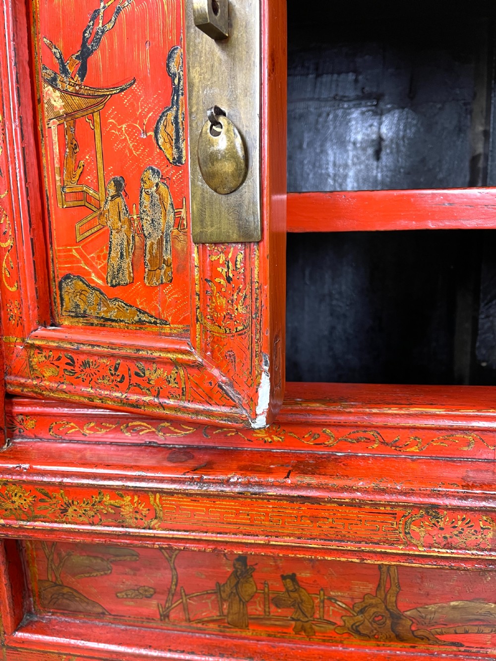 Pair of Antique Lacquered Oriental Side Cupboards View VII