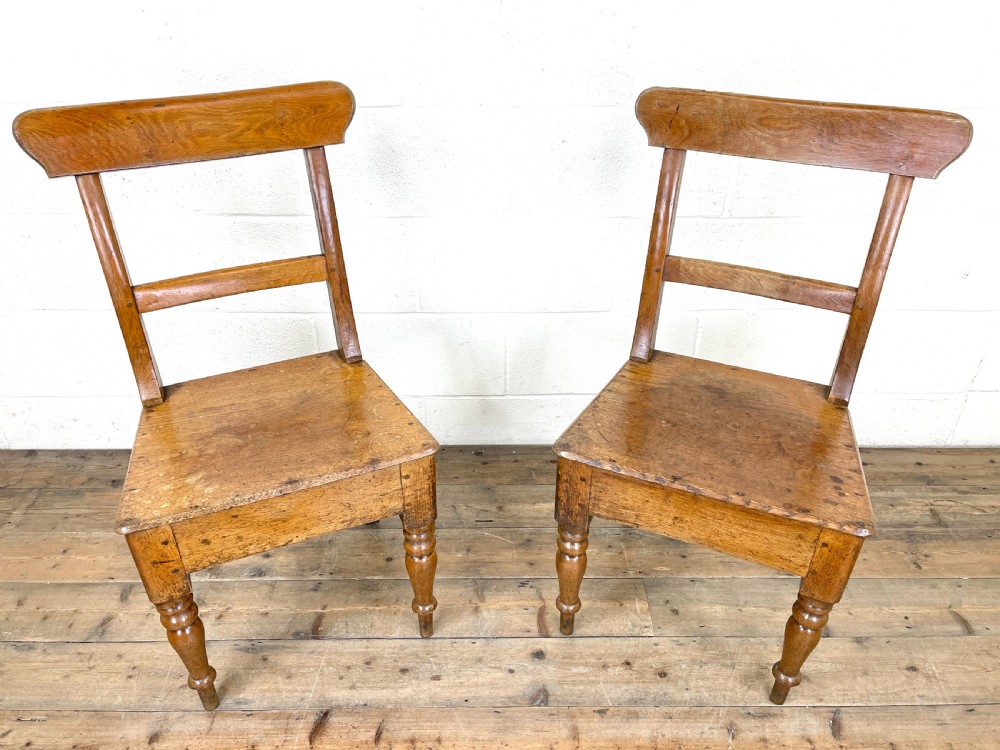 Pair of Antique Oak Farmhouse Chairs View II