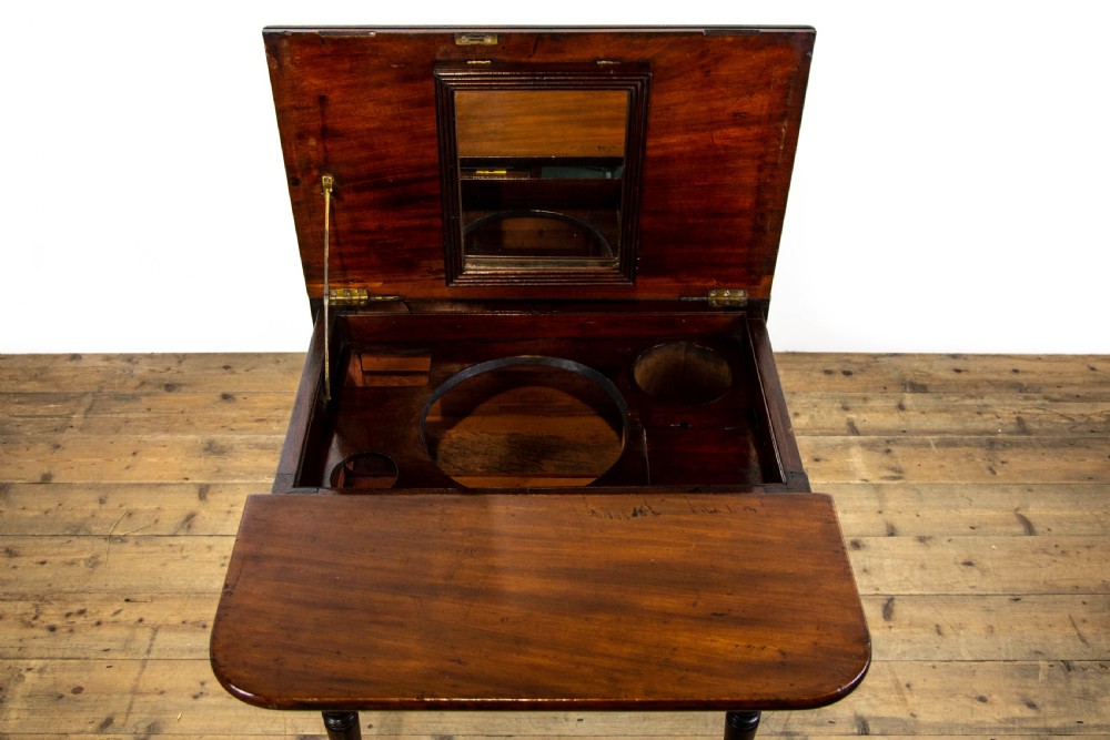 Antique Mahogany Campaign Washstand Table View X