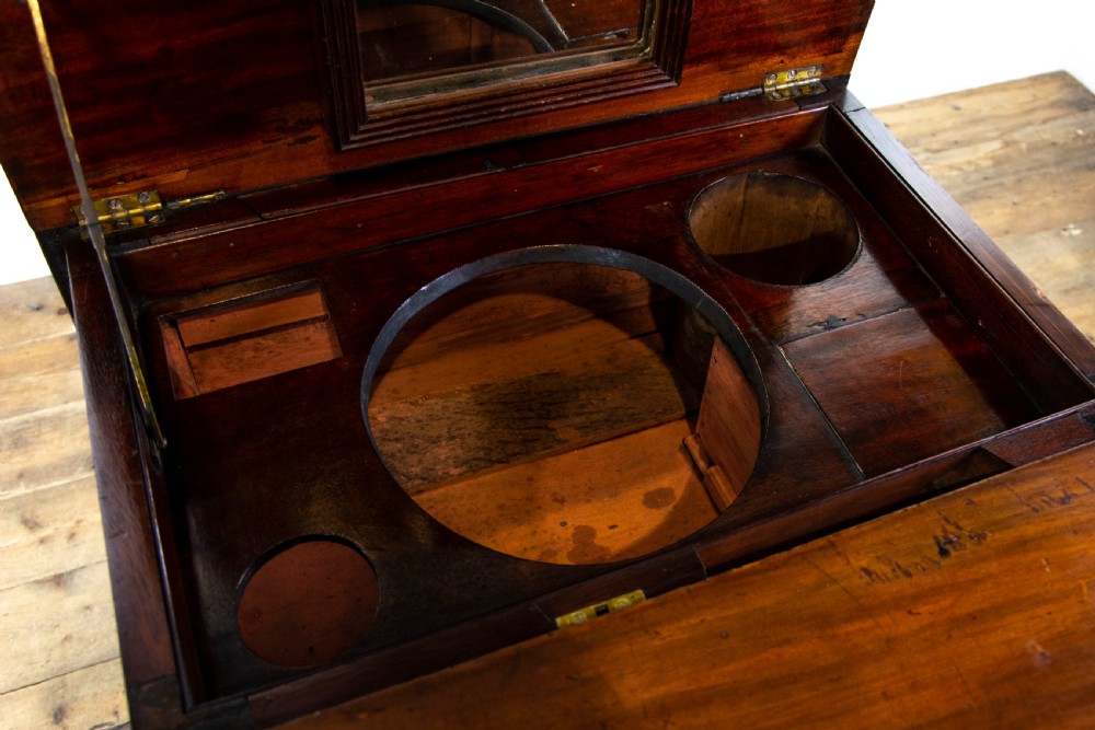 Antique Mahogany Campaign Washstand Table View XI
