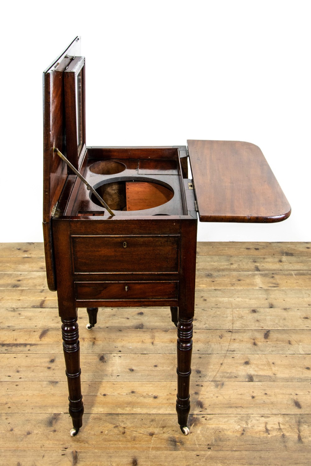 Antique Mahogany Campaign Washstand Table View XIV